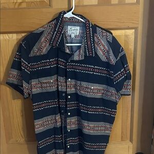 Lucky Brand Black and Red Geometric Button-Down Shirt